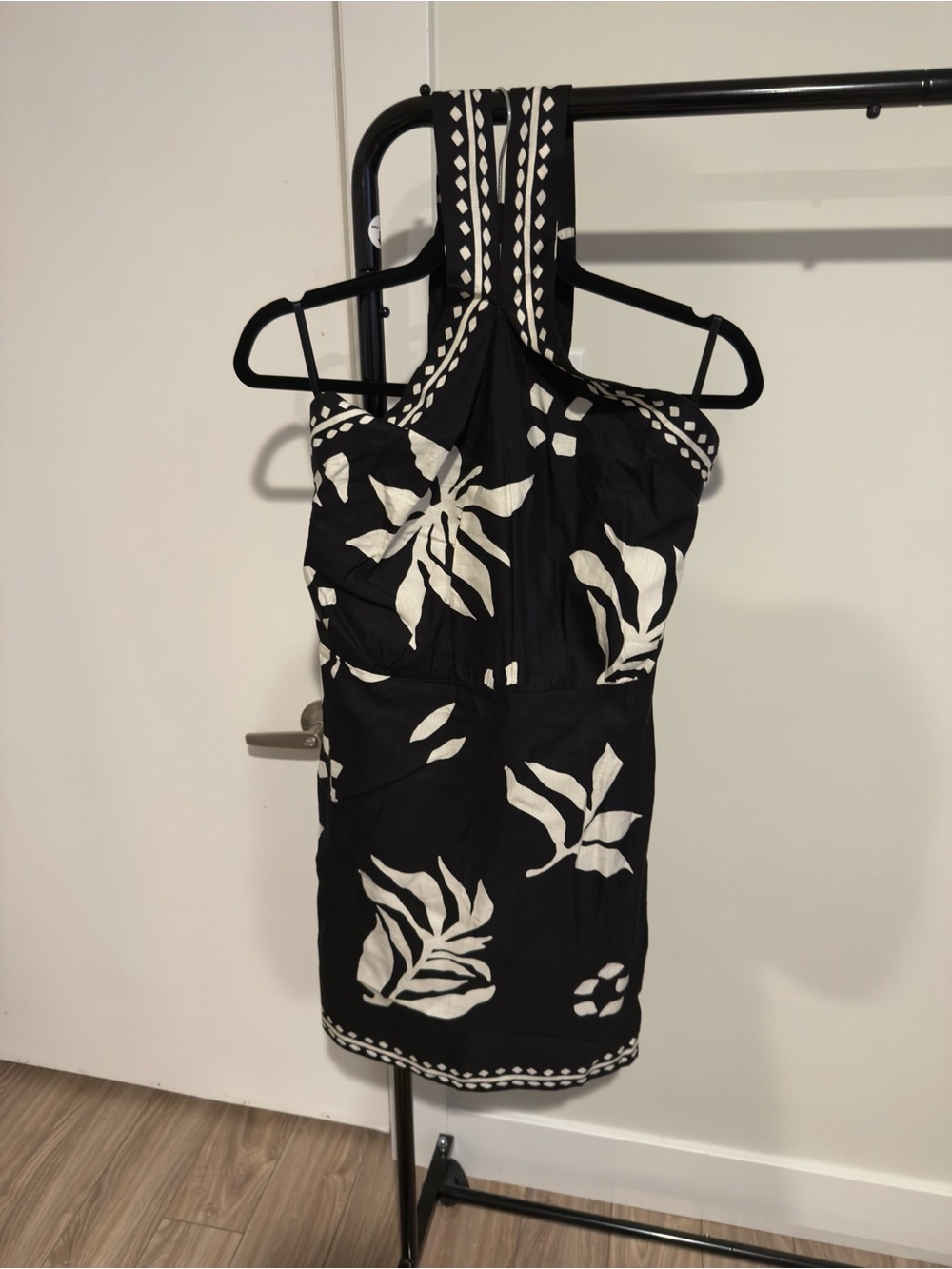 LOFT Black and White Halter Mini Dress